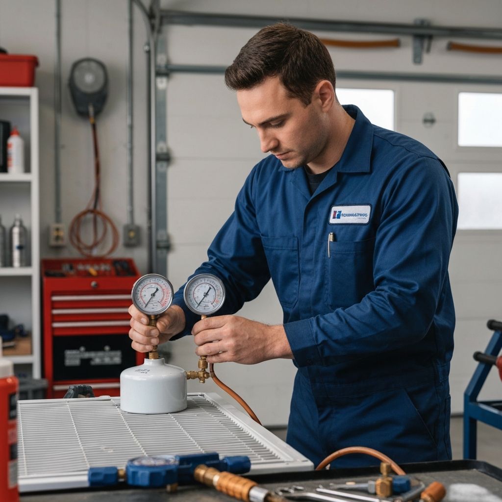 AC gas filling and refrigerant service