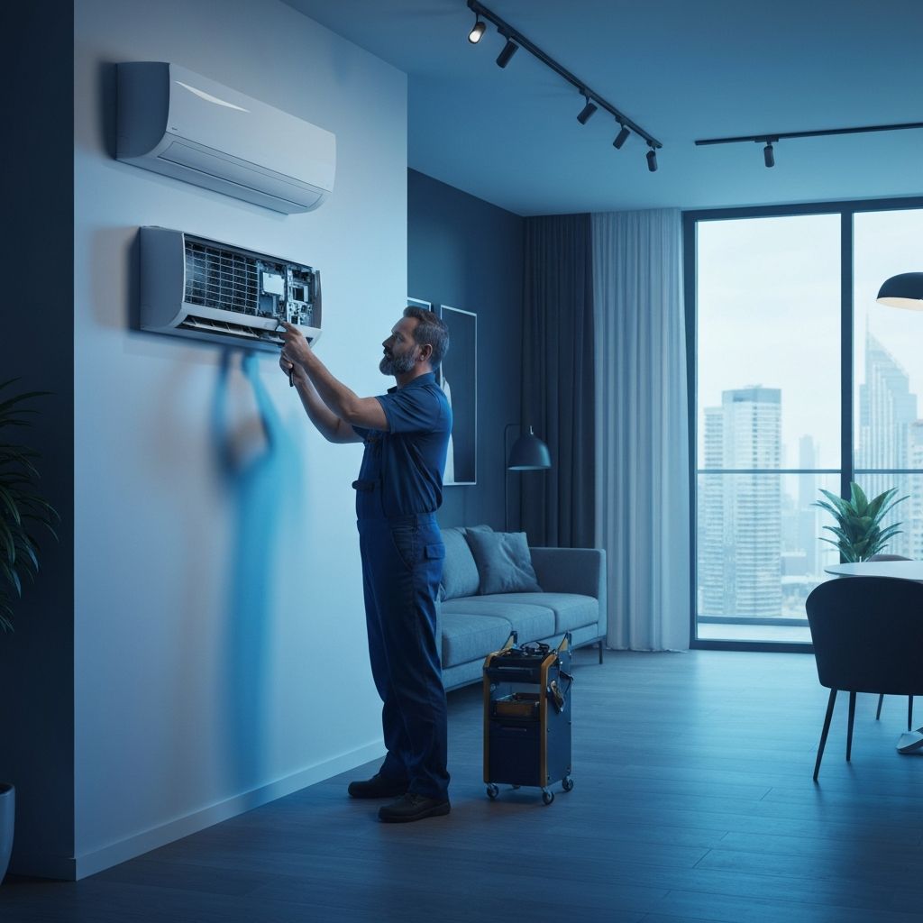 AC technician servicing air conditioner